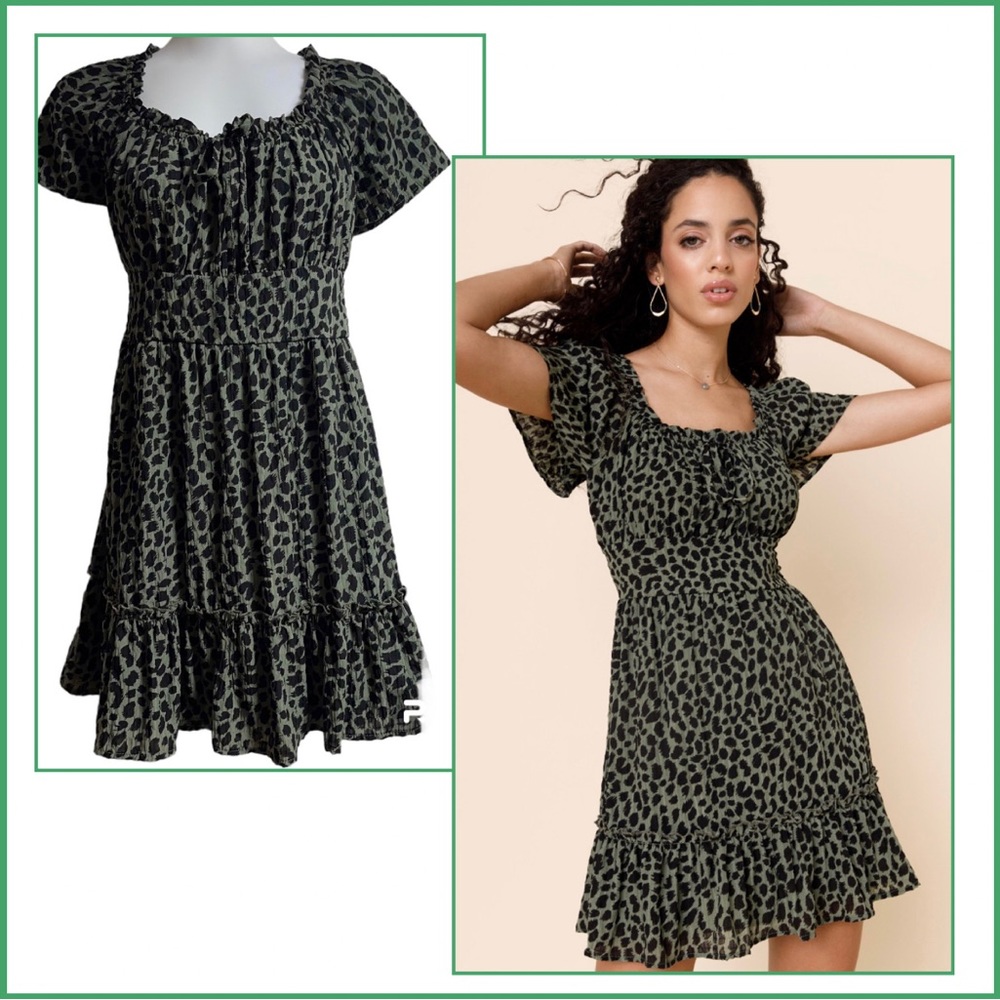 Francesca’s Meghan Animal Print A-Line Mini Dress Size M